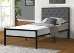 Cooper Gray Linen Fabric/Black Metal Twin Platform Bed