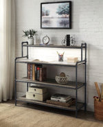 Cordelia Antique Oak Wood/Sandy Black Metal Bookshelf