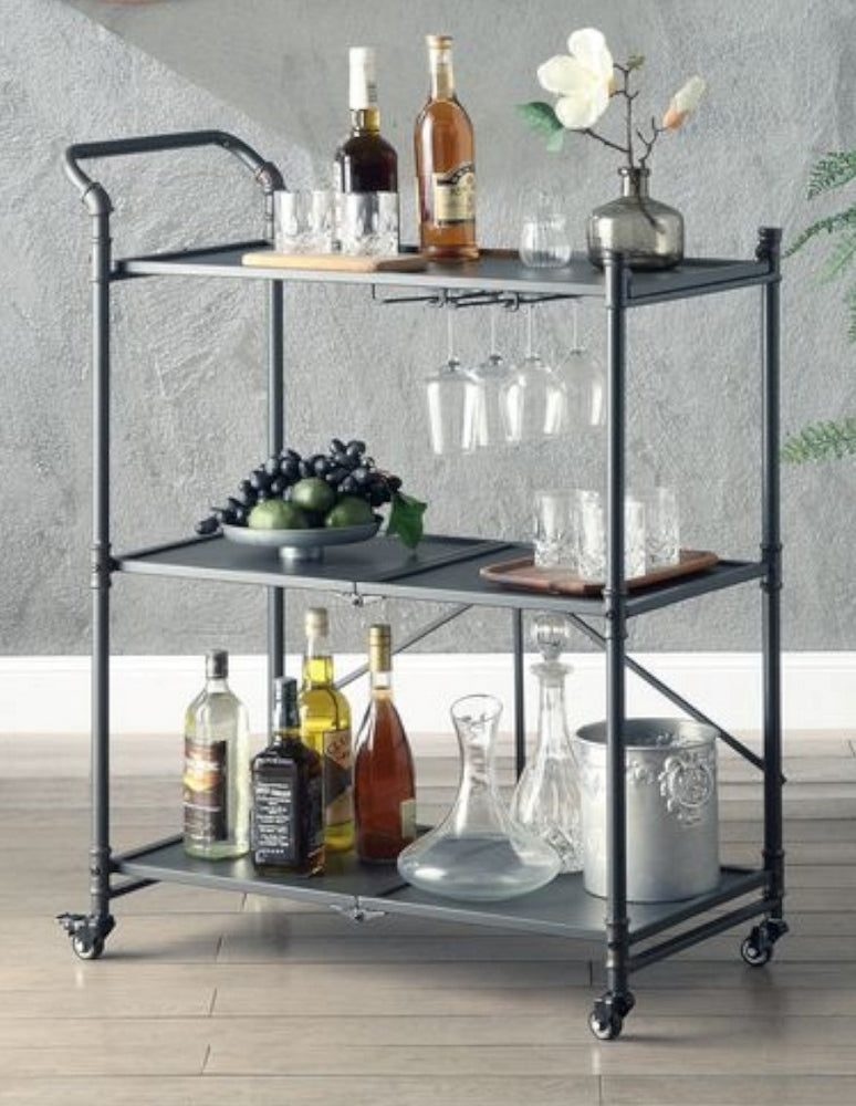 Cordelia Sandy Black/Dark Bronze Metal Serving Cart