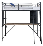 Cordelia Sandy Black Metal Twin Loft Bed with Desk