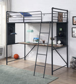 Cordelia Sandy Black Metal Twin Loft Bed with Desk