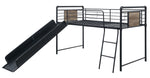 Cordelia Sandy Black Metal Twin Loft Bed with Slide