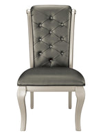 Crawford 2 Gray Faux Leather/Silver Wood Side Chairs