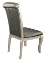 Crawford 2 Gray Faux Leather/Silver Wood Side Chairs