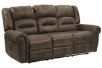 Creighton Brown Microfiber Manual Recliner Sofa