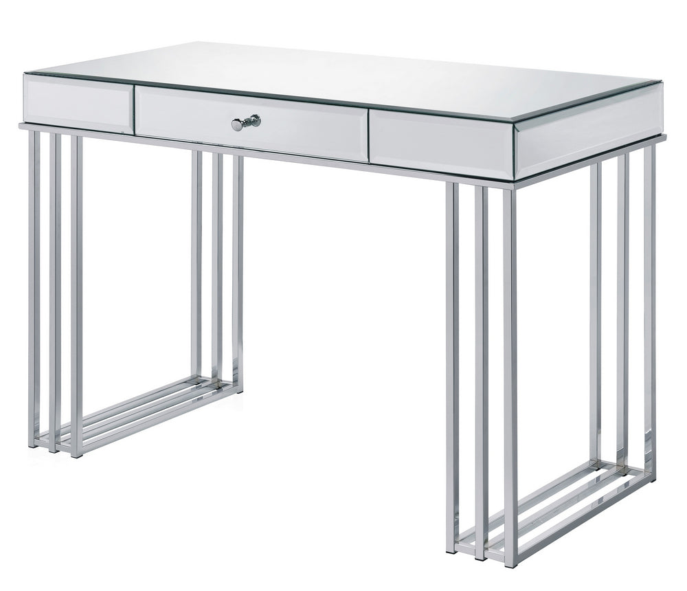 Critter Mirrored/Chrome Writing Desk with Drawer