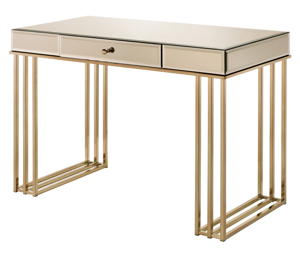 Critter Smoky Mirrored/Champagne Writing Desk with Drawer