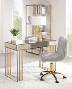 Critter Smoky Mirrored/Champagne Writing Desk with Drawer