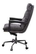 Crursa Gray Top Grain Leather Swivel Office Chair