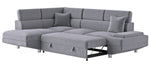 Cruz 2-Pc Gray Velvet LAF Sectional with Pull-Out Bed