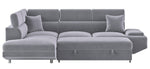 Cruz 2-Pc Gray Velvet LAF Sectional with Pull-Out Bed