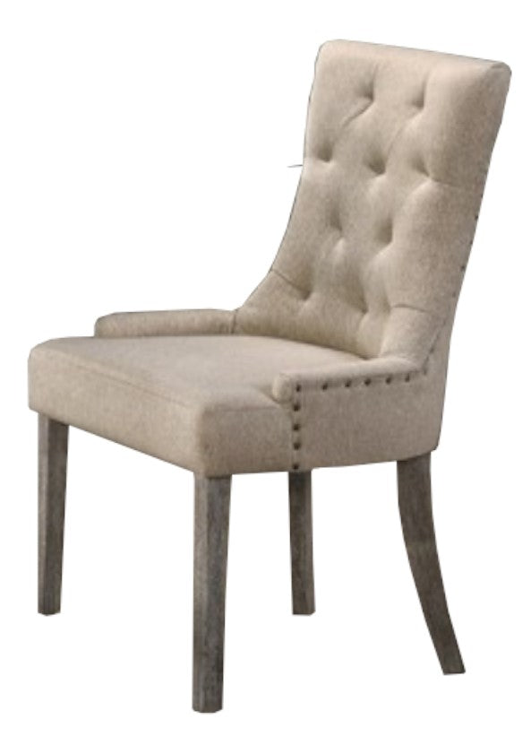 Crystal 2 Mocha Linen Fabric Side Chairs