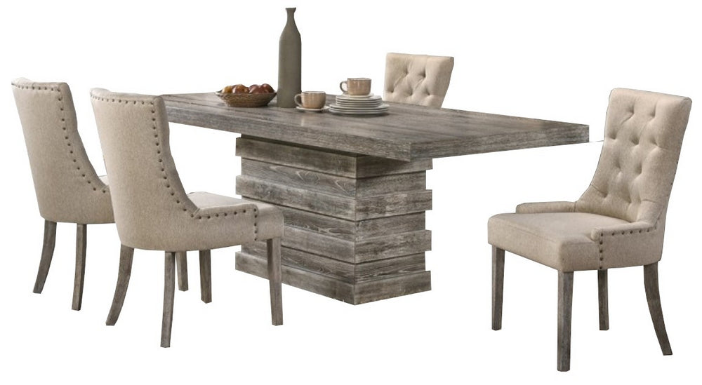 Crystal 5-Pc Mocha Wood Dining Table Set