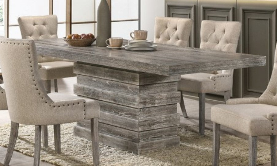 Crystal Mocha Wood Rectangular Dining Table