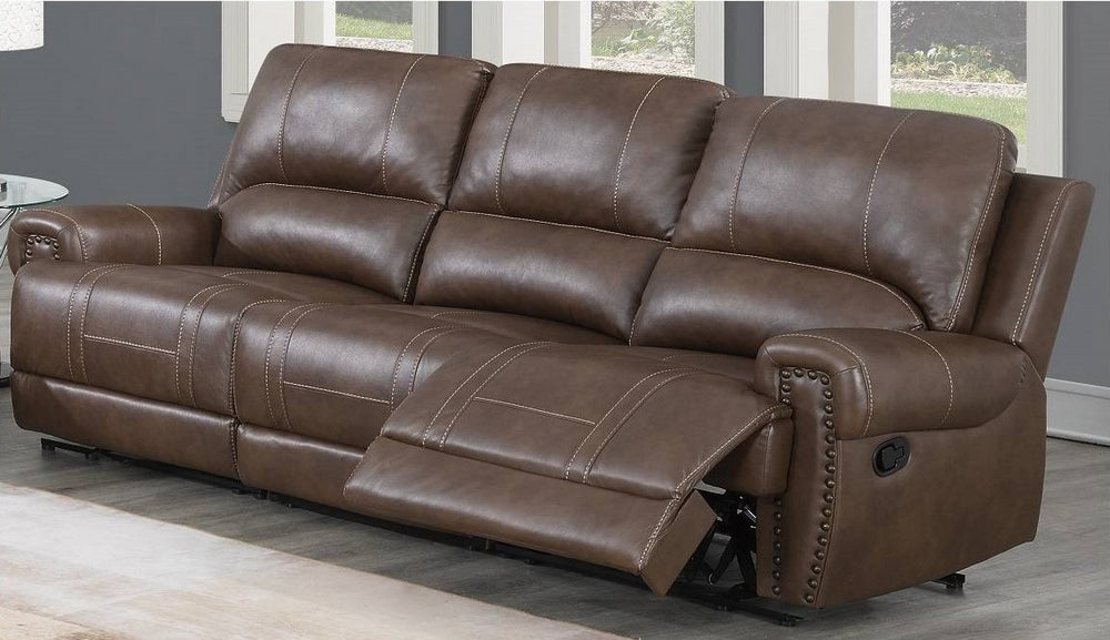 Dalitso Brown Gel Leatherette Manual Recliner Sofa