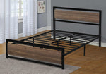 Damon Grayish Brown Wood/Black Metal Queen Platform Bed