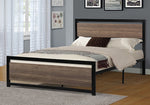 Damon Grayish Brown Wood/Black Metal Queen Platform Bed