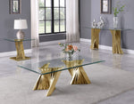 Dani 3-Pc Gold Metal/Clear Glass Table Set