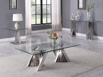 Dani 3-Pc Silver Metal/Clear Glass Table Set