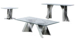 Dani 3-Pc Silver Metal/Clear Glass Table Set