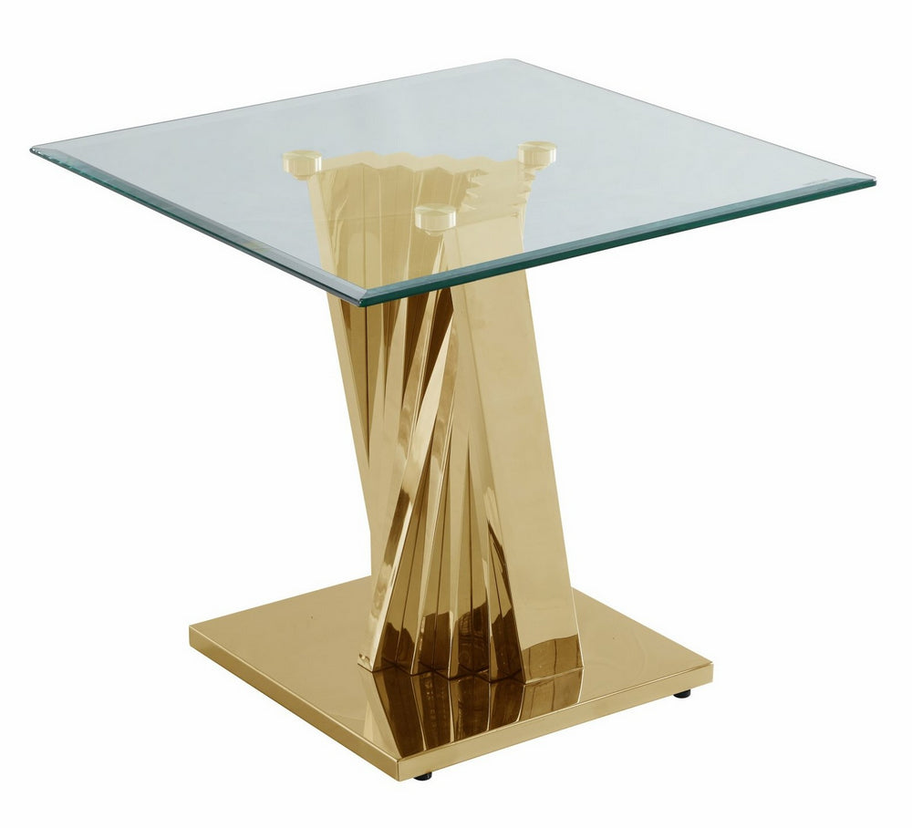 Dani Clear Glass/Gold Metal End Table