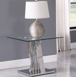 Dani Clear Glass/Silver Metal End Table