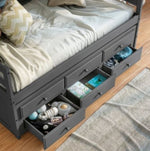 Darcie Gray Wood Twin Bed with Trundle & Storage