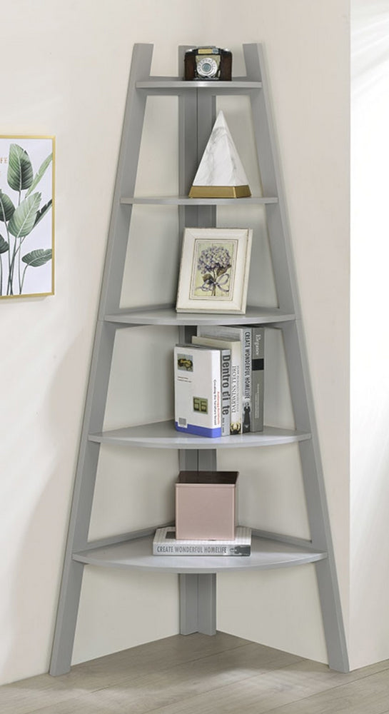 Darlene Grey Wood 5-Tier Corner Rack â Aetna Stores