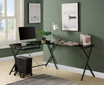 Dazenus Black Glass/Metal Corner Computer Desk