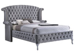 Deanna 5-Pc Grey Velvet Cal King Bedroom Set (Oversized)