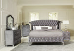 Deanna 5-Pc Grey Velvet King Bedroom Set (Oversized)