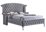 Deanna 5-Pc Grey Velvet King Bedroom Set (Oversized)