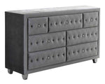 Deanna 5-Pc Grey Velvet King Bedroom Set (Oversized)