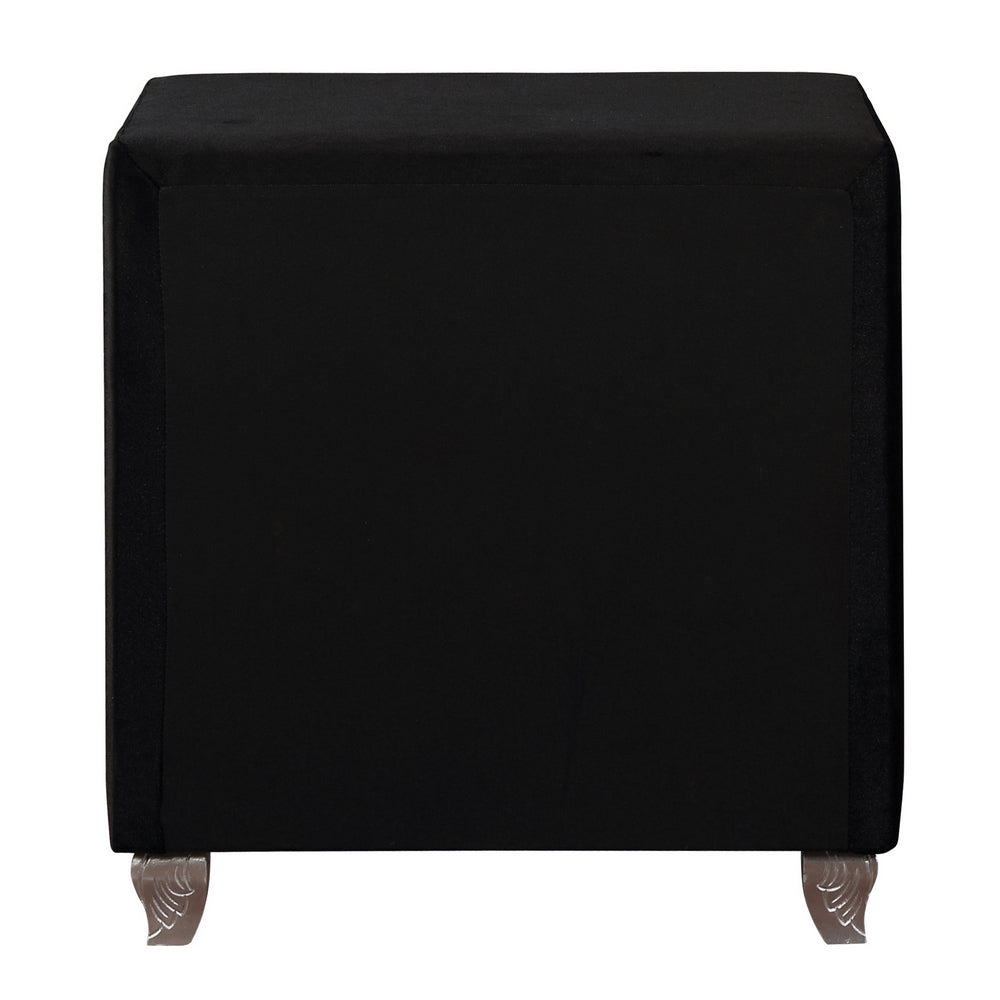 Deanna Black Velvet 2Drawer Nightstand Aetna Stores