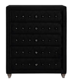 Deanna Black Velvet 5-Drawer Chest