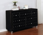 Deanna Black Velvet 7-Drawer Dresser