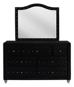 Deanna Black Velvet 7-Drawer Dresser with Mirror