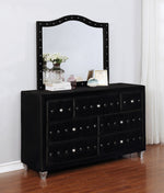 Deanna Black Velvet 7-Drawer Dresser with Mirror