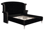 Deanna Black Velvet King Platform Bed (Oversized)