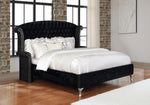 Deanna Black Velvet King Platform Bed (Oversized)