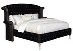 Deanna Black Velvet King Platform Bed (Oversized)