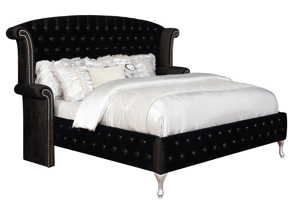 Deanna Black Velvet Queen Platform Bed