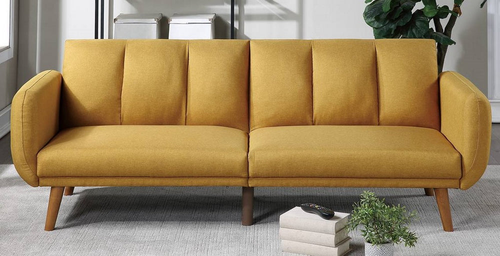 Deepa Mustard Linen-Like Fabric Adjustable Sofa