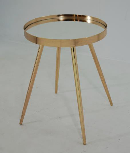 Delaney Gold Finish Metal Round End Table