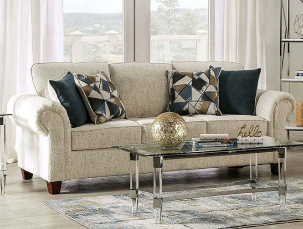 Delgada Beige Chenille Sofa (Oversized)