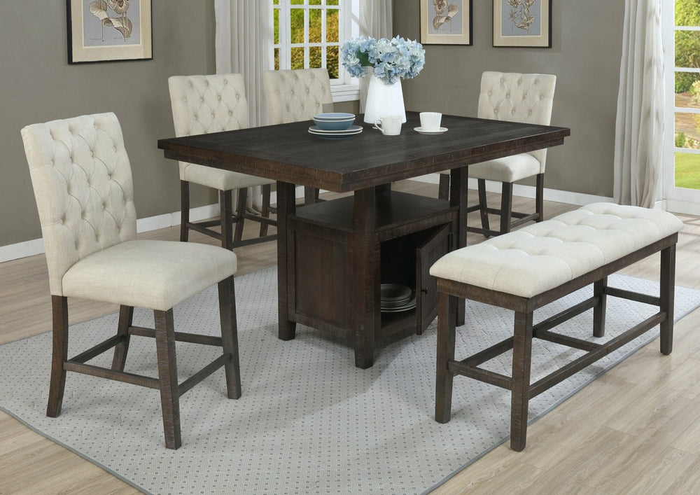 Delia 6-Pc Beige Counter Height Table Set