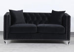 Delilah Glam 2-Pc Black Velvet Sofa Set