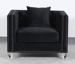 Delilah Glam 3-Pc Black Velvet Sofa Set