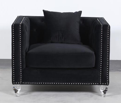 Delilah Glam Black Velvet Chair