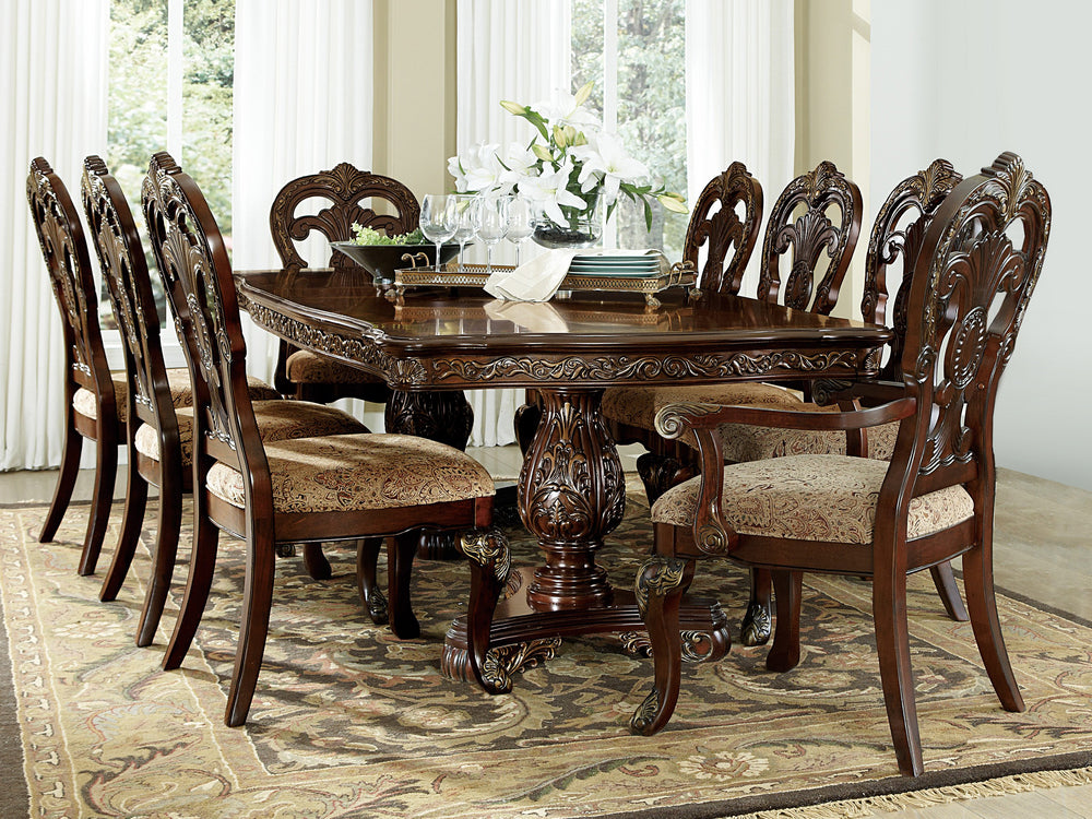 Deryn Park 9-Pc Cherry Wood Dining Table Set